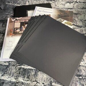 Creative Memories BLACK 12x12 Scrapbook 30 Black Sheets 15 Protector Leatherette